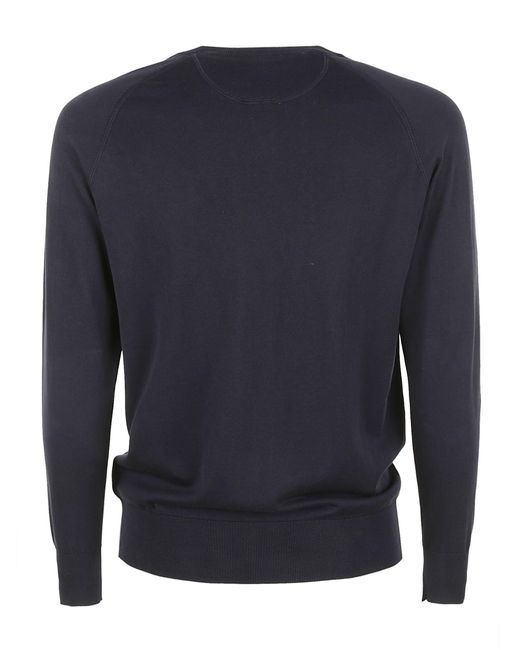 Aspesi Blue Plain Ribbed Sweatshirt for men