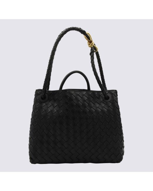 Bottega Veneta Black Leather Andiamo Small Top Handle Bag