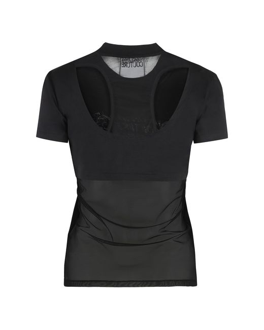 Versace Jeans Couture Black Sequin Logo T-Shirt Main: Cotton T-Shirts & Jerseys