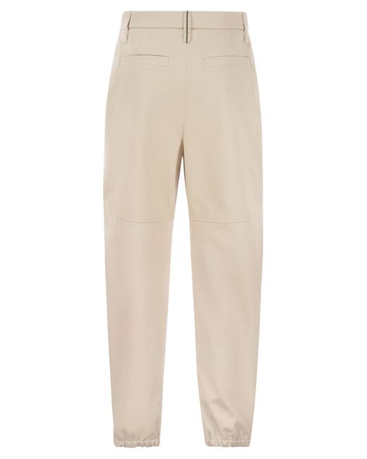 Brunello Cucinelli Natural Utility Track Trousers In Dyed Couture Denim With Jewellery