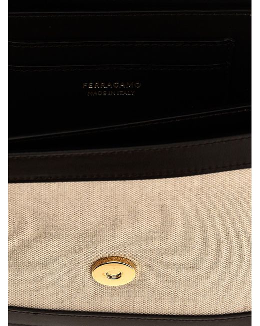 Ferragamo Natural 'Fiamma' Small Shoulder Bag