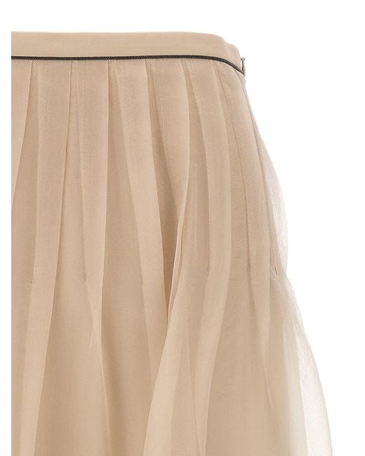 Brunello Cucinelli Natural Tulle Skirt Skirts