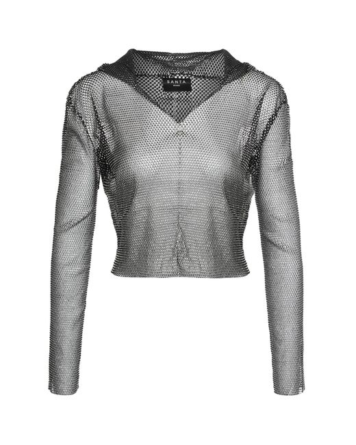 Santa Brands Gray Cropped Top With Rhinestones And Hood Other Fibers Tops