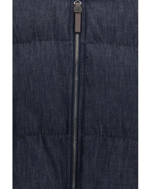 Brunello Cucinelli Blue Padded Jacket Cotton Down