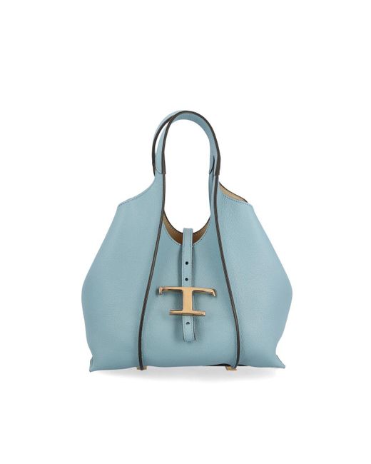 Tod's Blue Timeless Logo Plaque Tote Bag