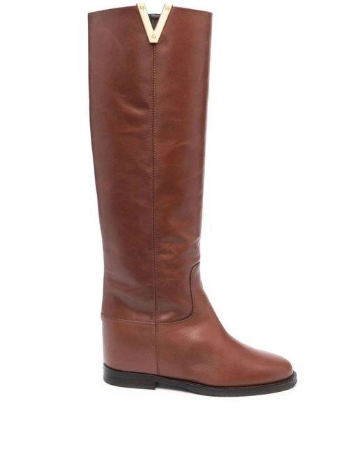 Via Roma 15 Brown Leather Kneelength Boots Lyst