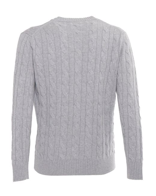 Kangra Gray Ribbed Crewneck Sweater for men