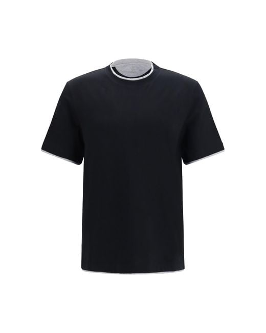 Brunello Cucinelli Black Cotton T-Shirt T-Shirts for men