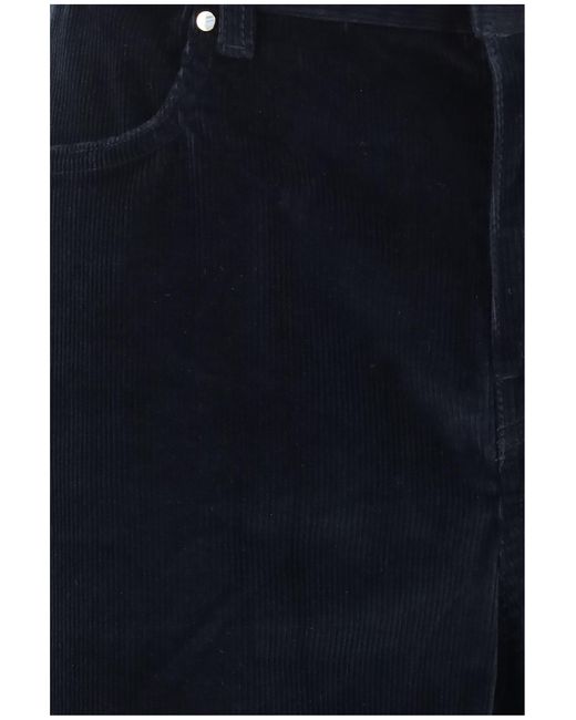 Max Mara Blue Corduroy Velvet Palazzo Pants Cotton; Elastane