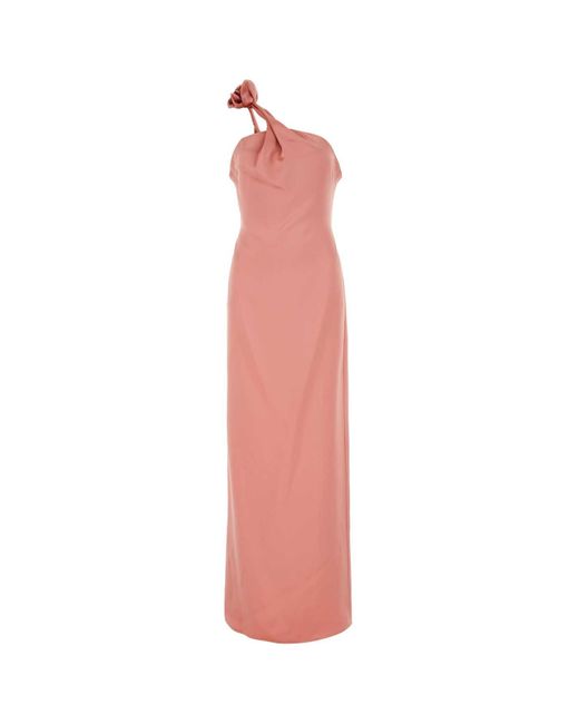 Magda Butrym Pink Long Dress With 3D Flower Detail