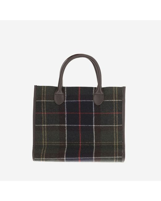 Barbour Black Tote Bag Barrhill Wool-Mix Checked Polyester Handbags
