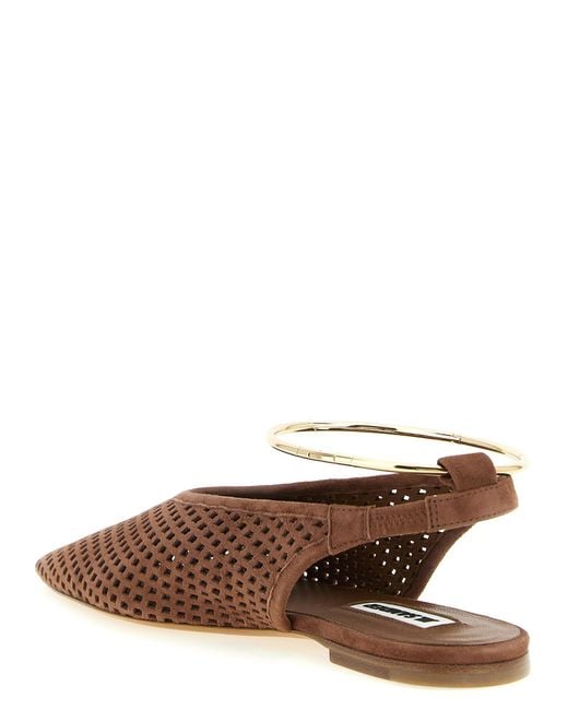 Jil Sander Brown 'Sling Back' Ballet Flats
