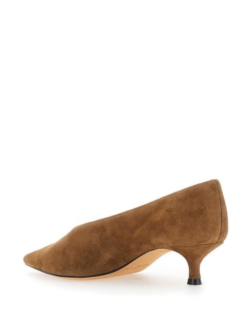Le Monde Beryl Brown Kitten Heel Mules Leather Lamb