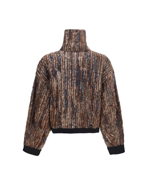 Brunello Cucinelli Brown Perforated Zip Cardigan