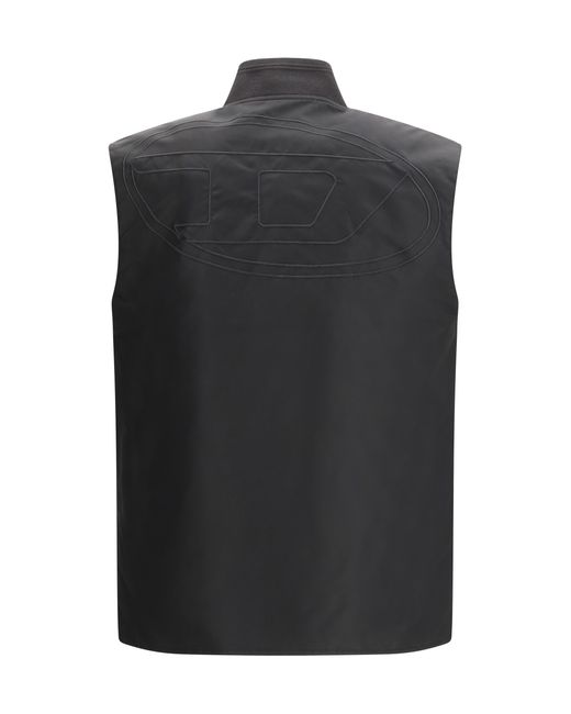 DIESEL Black W-Type-D1 Gilet Polyamide Jacket for men