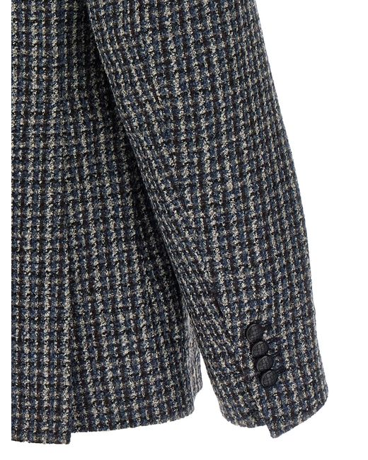 Tagliatore Gray Wool Tweed Blazer With Peak Lapels for men