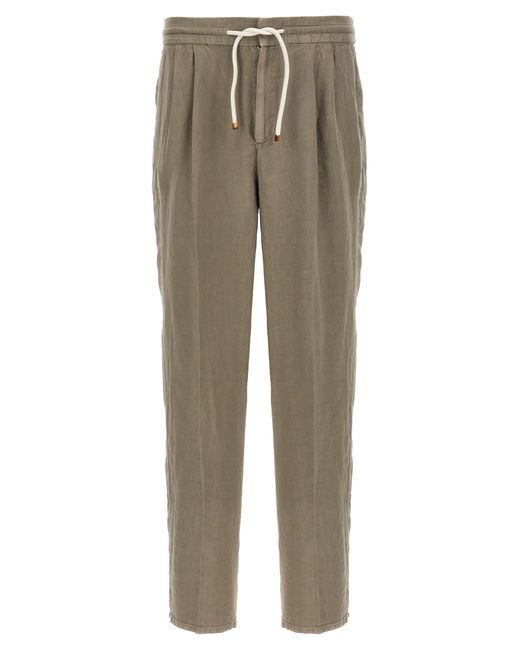 Brunello Cucinelli Natural Linen Trousers for men
