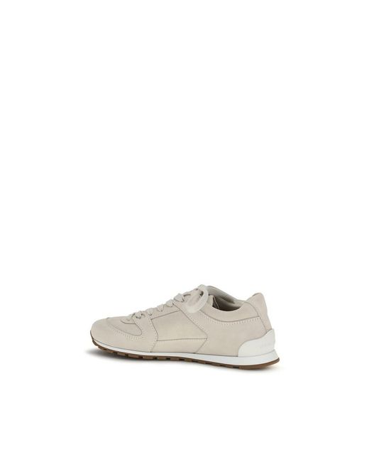 Brunello Cucinelli White Beige Calf Leather Bos Taurus Low Top Sneakers