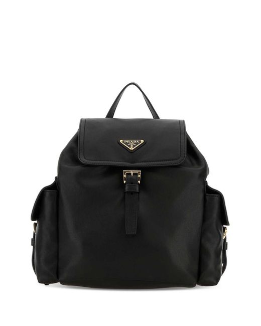 Prada Black Leather Backpack