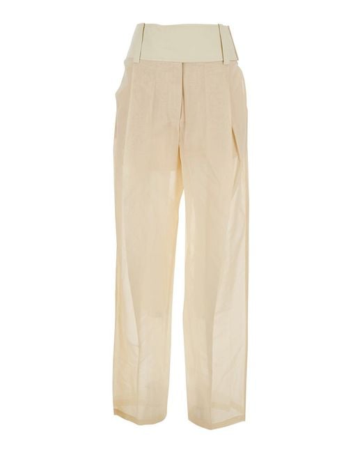 Sportmax Natural Trousers Spsferito Cotton