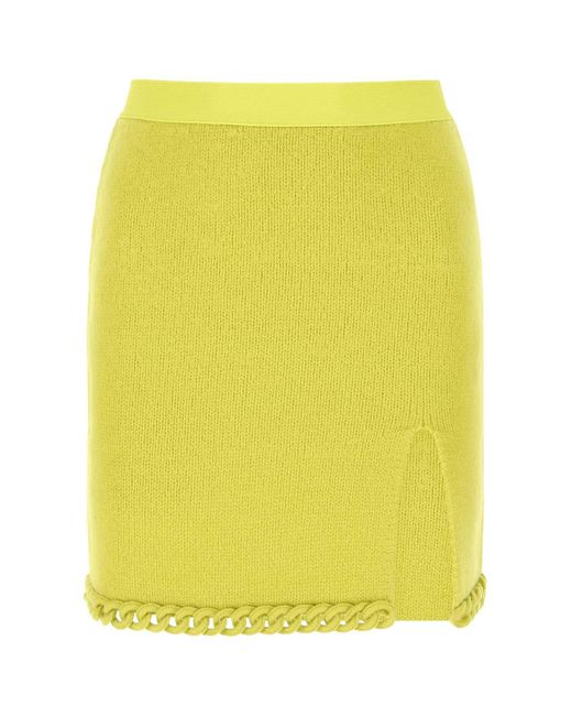 Bottega Veneta Yellow Acid Wool Mini Skirt