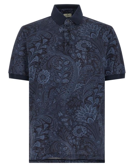 Etro Blue 'Arnica Paisley' Polo Shirt for men