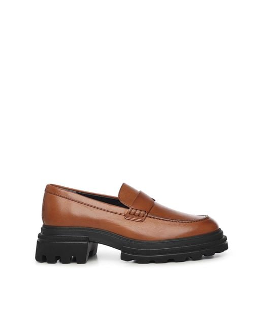 Hogan Brown Flat Shoes Calfskin