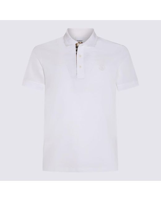 Burberry White And Archive Beige Cotton Polo Shirt for men