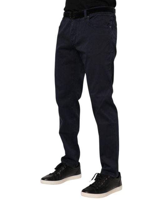 Dolce & Gabbana Blue Cotton Tapered Denim Jeans for men