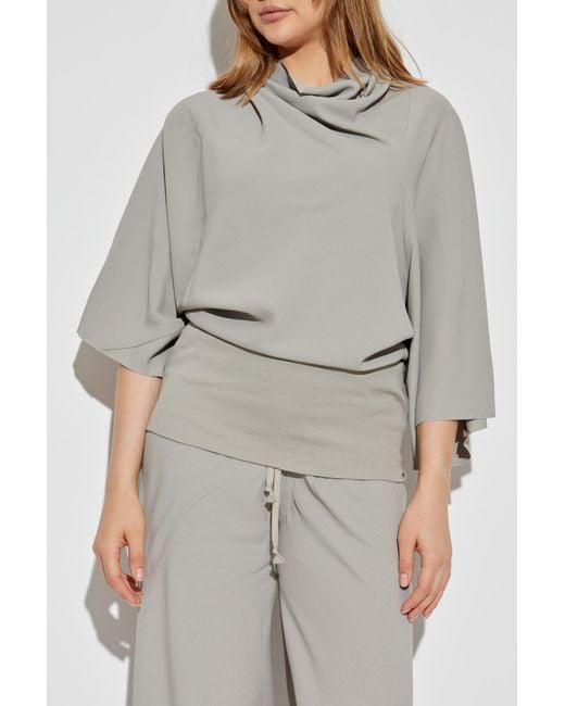 Rick Owens Gray Top With A Decorative Neckline