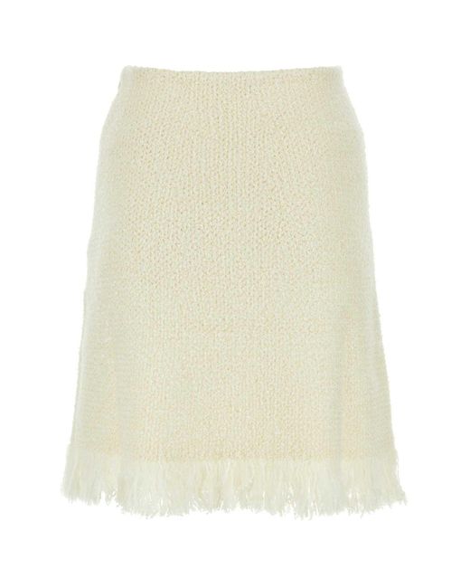 Chloé Natural Ivory Stretch Wool Blend Skirt