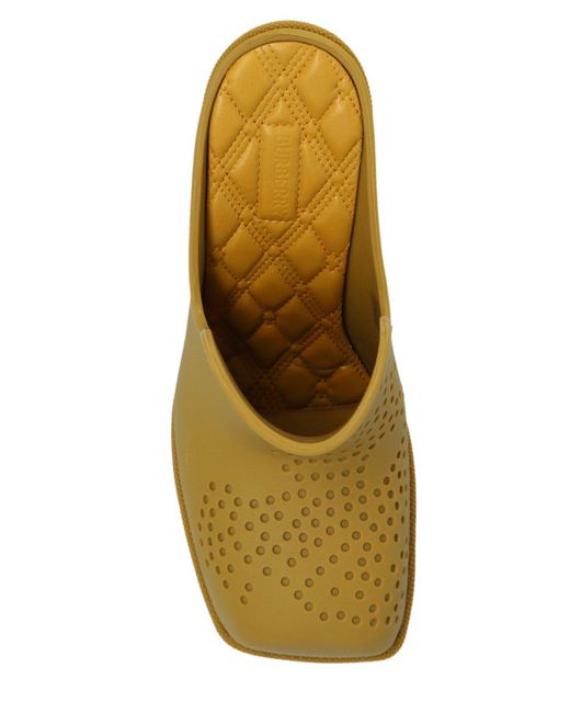 Burberry Yellow Highland Perforated Detailed Mules