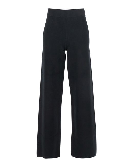 Max Mara Blue Palazzo Pants With Elastic Waist Viscose Trousers
