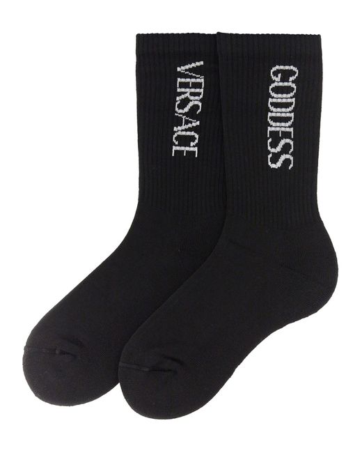 Versace Black Socks With Logo