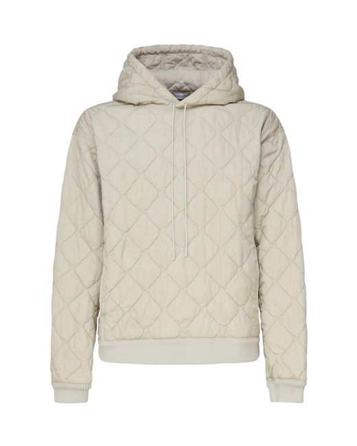 Burberry White Quilted Sweatshirt With Hood And Drawstring for men