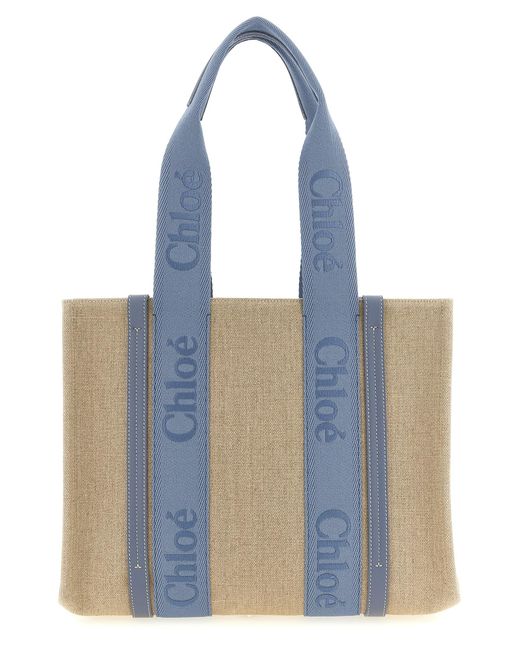 Chloé Blue Medium Woody Shopping Bag