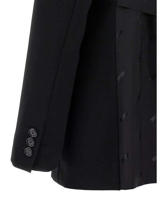 Moschino Black Single-Breasted Blazer With Martingale Detail