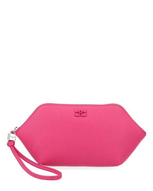 Ganni Pink Recycled Polyamide Wallet