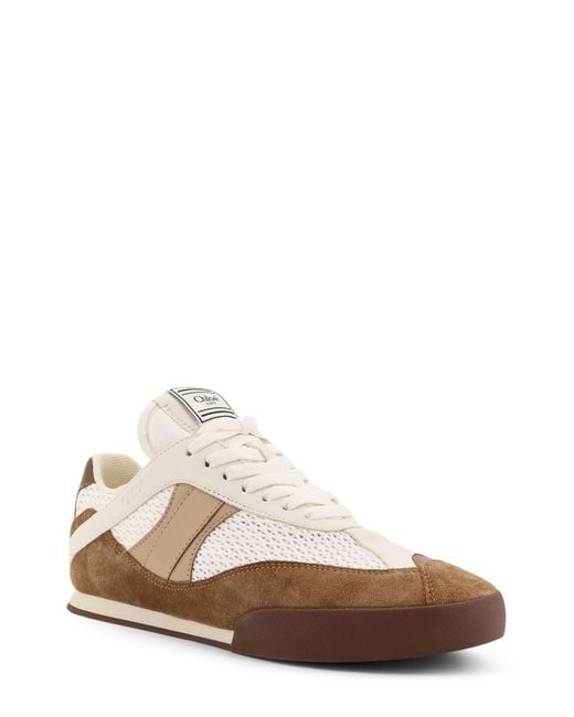 Chloé White Chloé Kick Leather Sneakers With Mesh Inserts