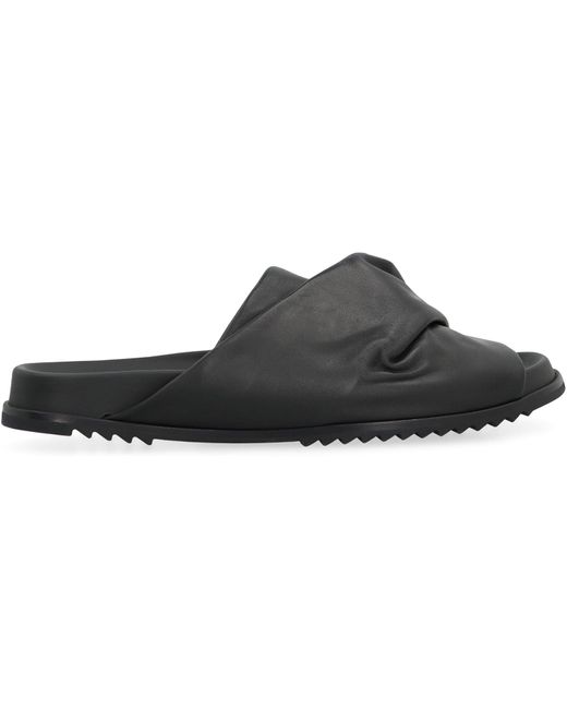 Rick Owens Black Mobius Leather Slides for men