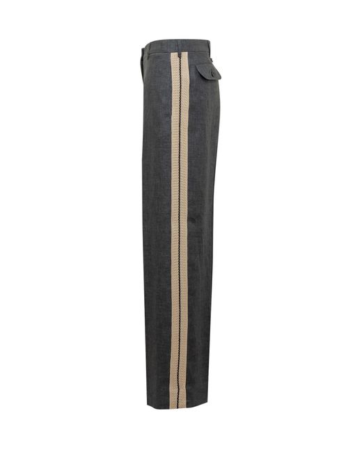 Palm Angels Gray Linen Trousers