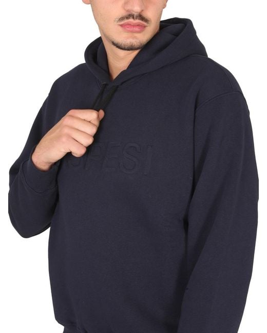 Aspesi Blue Sweatshirt With Logo And Hood Cotton Polyester Sweatshirts for men