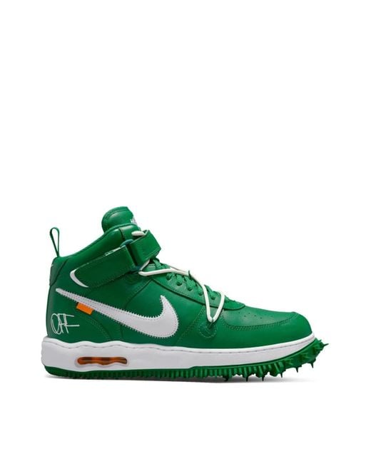 Nike Green Off- X Air Force 1 Mid Sp Lthr Sneakers Shoes for men