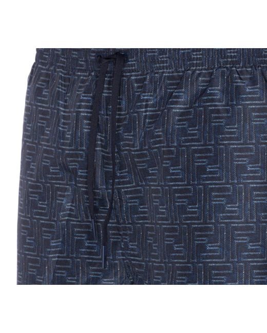 Fendi Monogram Swim Shorts in Blue for Men | Lyst