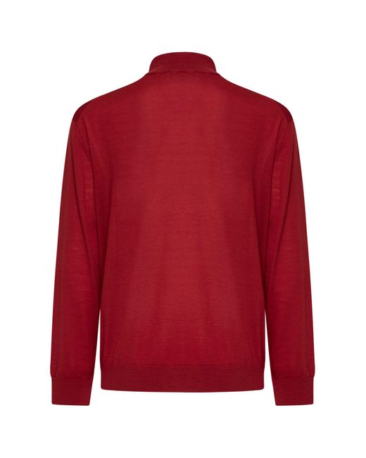 D 40 Red Virgin Wool Mock Neck Sweater for men
