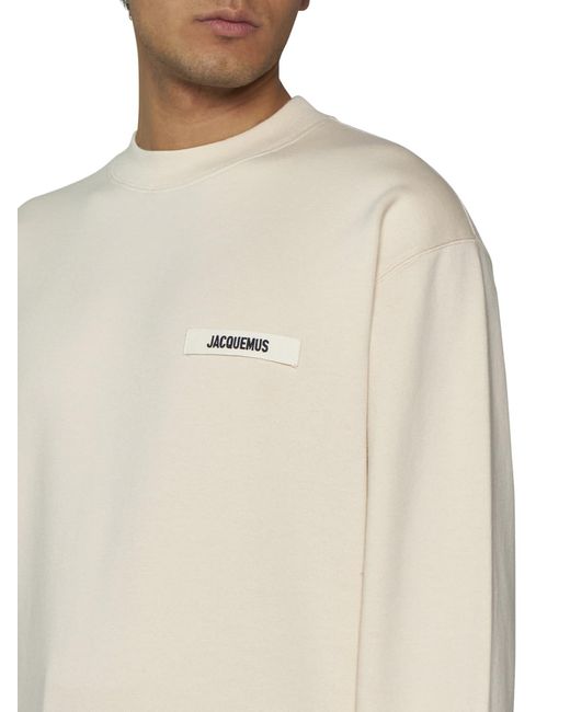 Jacquemus White Logo Patch Crewneck Sweatshirt for men