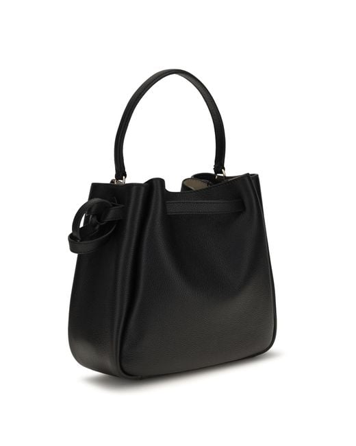 Tory Burch Black Romy Hammered Leather Bucket Bag Calf Bos Taurus