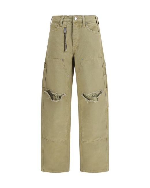Alexander Wang Green Zip Carpenter Pants Cotton Jean