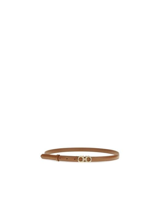 Ferragamo Brown Calf Leather Bos Taurus Thin Belt