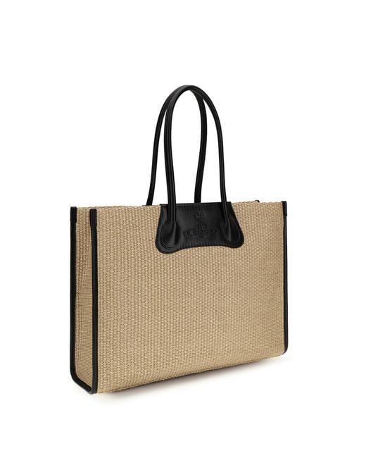 Vivienne Westwood Natural Troy Tote Bag Raffia Shoulder